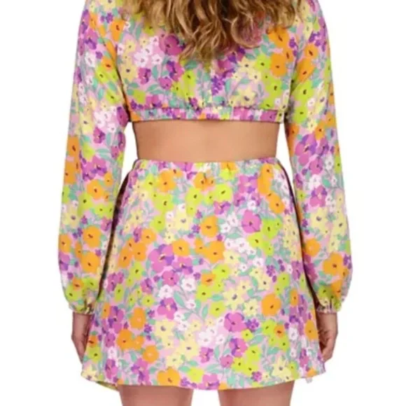 NWT Sanctuary Long-Sleeve Cut-Out Dress in Fresh Garden Size Medium - Picture 5 of 10